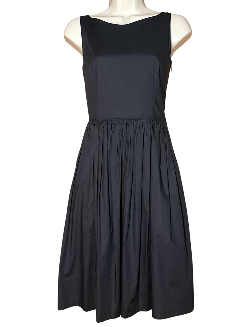 Max Mara Studio Pleated Dress Black Cotton LBD Designer Cocktail 4 IT38 Classic